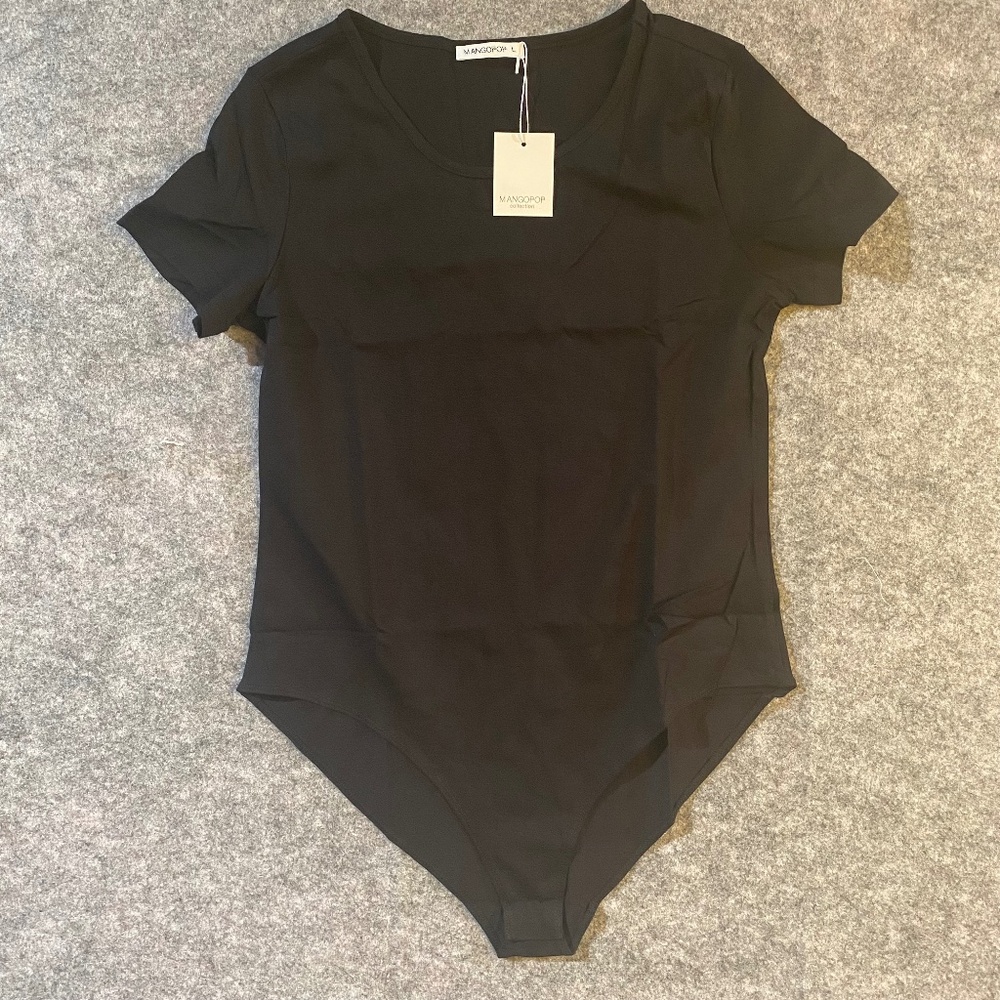 MANGOPOP Womens Short Sleeve Bodysuit Crew Neck